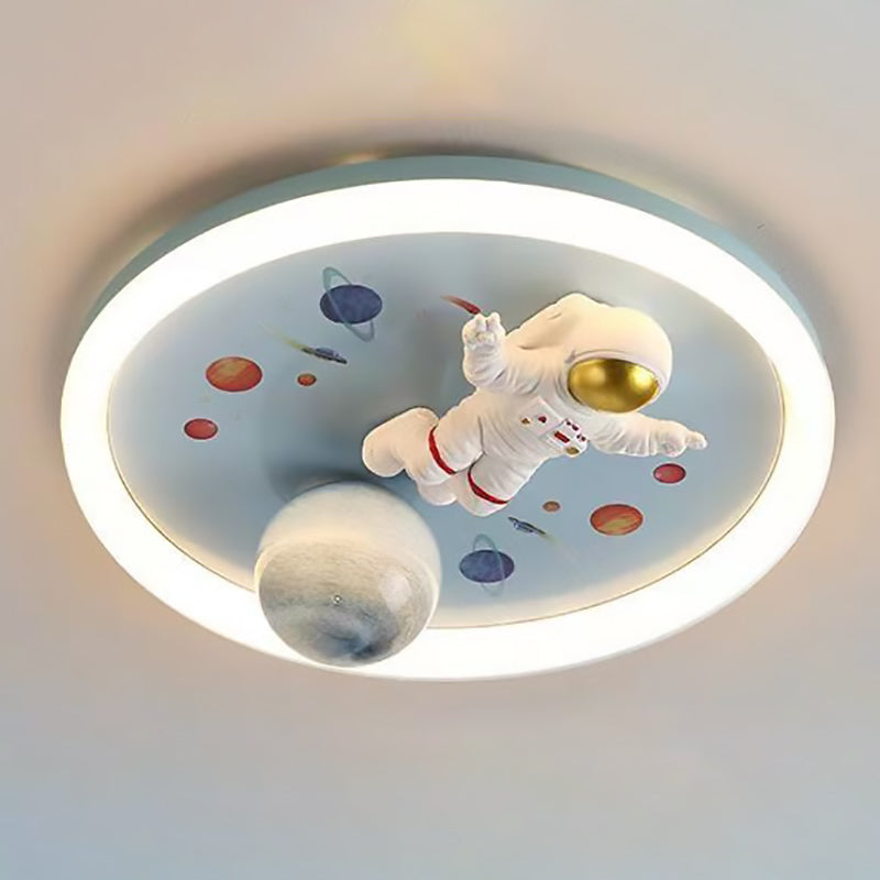 Lumendat Contemporary Creative Cartoon Kids Space Astronaut Resin Iron Acrylic LED Flush Mount Lighting For Bedroom Lumendat