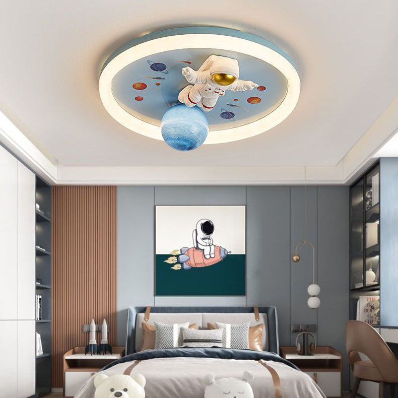 Lumendat Contemporary Creative Cartoon Kids Space Astronaut Resin Iron Acrylic LED Flush Mount Lighting For Bedroom Lumendat