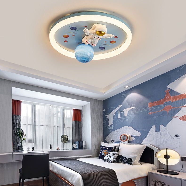 Lumendat Contemporary Creative Cartoon Kids Space Astronaut Resin Iron Acrylic LED Flush Mount Lighting For Bedroom Lumendat