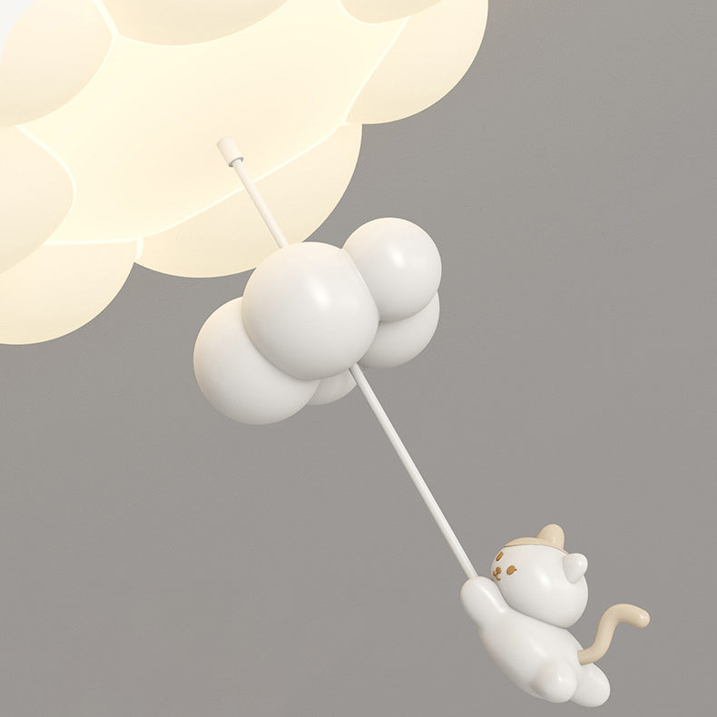 Contemporary Creative Cartoon Kids Kitten Star Moon Cloud Iron Pe LED Flush Mount Ceiling Light for Bedroom