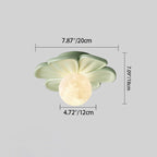 Contemporary Creative Cream Floral Ball Iron Resin Shade 1-light Semi-flush Mount Light for Hallway