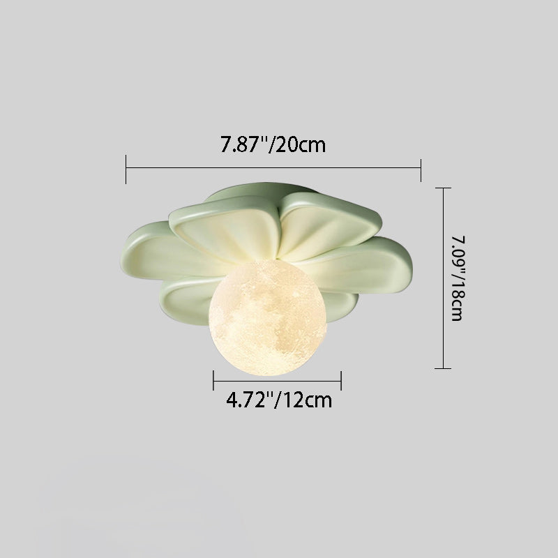 Contemporary Creative Cream Floral Ball Iron Resin Shade 1-light Semi-flush Mount Light for Hallway