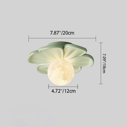 Contemporary Creative Cream Floral Ball Iron Resin Shade 1-light Semi-flush Mount Light for Hallway