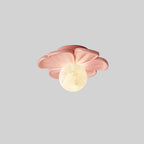 Contemporary Creative Cream Floral Ball Iron Resin Shade 1-light Semi-flush Mount Light for Hallway
