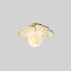 Contemporary Creative Cream Floral Ball Iron Resin Shade 1-light Semi-flush Mount Light for Hallway