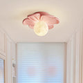 Contemporary Creative Cream Floral Ball Iron Resin Shade 1-light Semi-flush Mount Light for Hallway