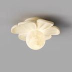 Contemporary Creative Cream Floral Ball Iron Resin Shade 1-light Semi-flush Mount Light for Hallway