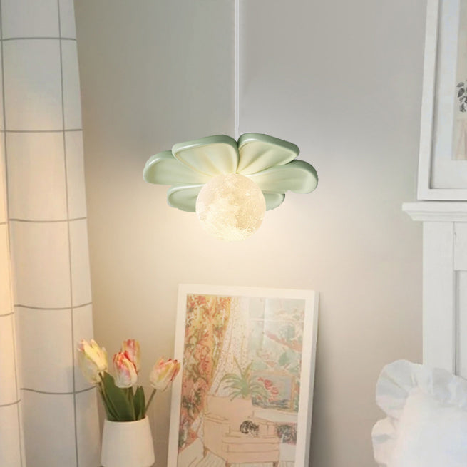 Contemporary Creative Flower Ball Resin Iron 1-Light Pendant Light For Living Room