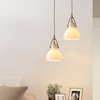 Contemporary Nordic Bowl Shaped Brass Glass 1-Light Pendant Light For Living Room