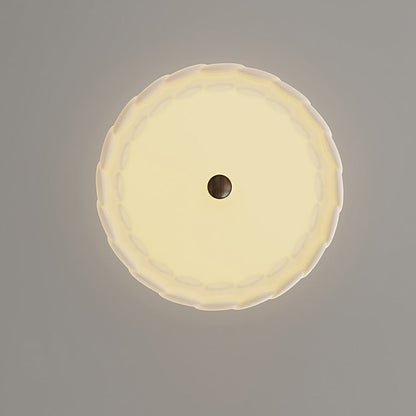 Traditional French Round Pumpkin Iron Pe LED Semi-flush Mount Ceiling Light for Living Room