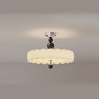 Traditional French Round Pumpkin Iron Pe LED Semi-flush Mount Ceiling Light for Living Room