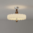 Traditional French Round Pumpkin Iron Pe LED Semi-flush Mount Ceiling Light for Living Room