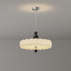 Traditional French Cream Pumpkin Iron PE LED Pendant Light For Living Room