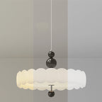 Traditional French Cream Pumpkin Iron PE LED Pendant Light For Living Room