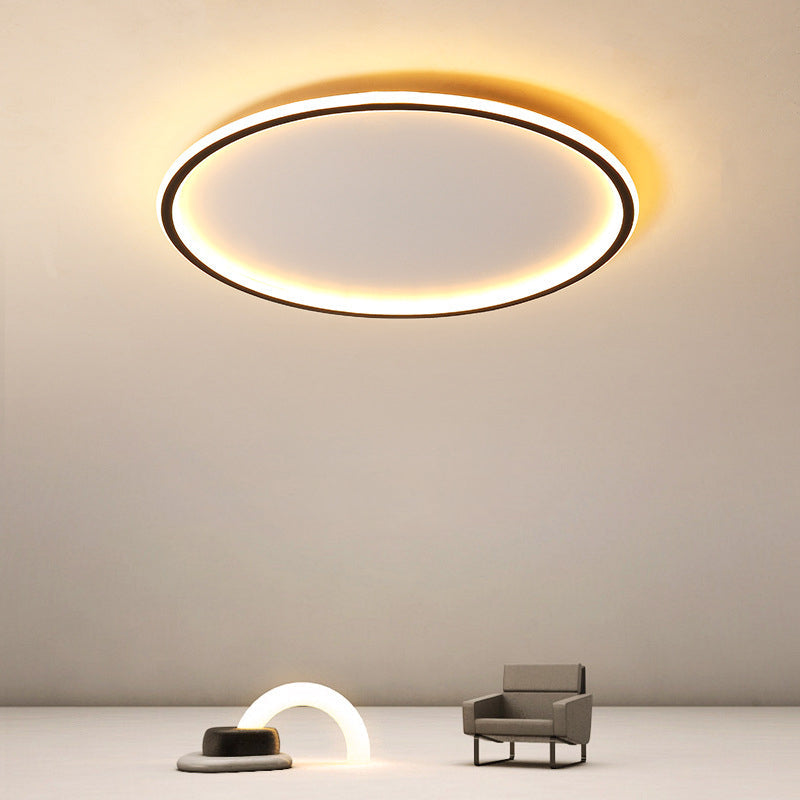Modern Minimalist Round Iron Aluminum Acrylic LED Flush Mount Ceiling Light For Bedroom