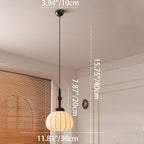 Contemporary Retro Wood Aluminum Silk Globe 1-Light Pendant Light For Living Room