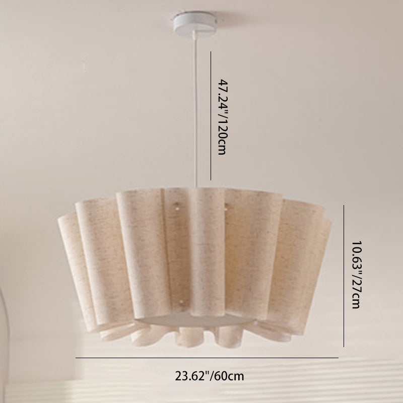 Contemporary Nordic Pleated Linen Iron 1-light Pendant Light for Bedroom BulbSquare