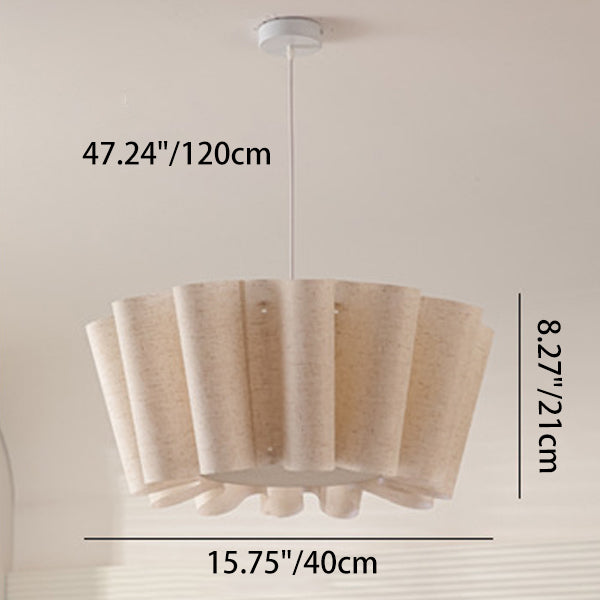 Contemporary Nordic Pleated Linen Iron 1-light Pendant Light for Bedroom BulbSquare