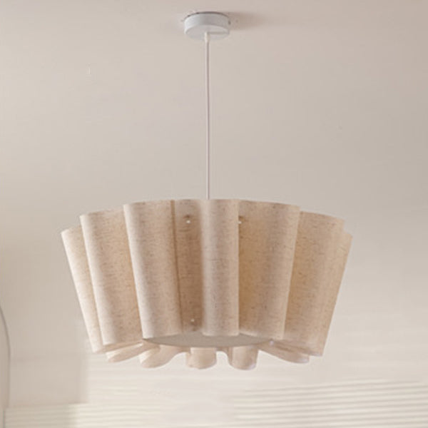 Contemporary Nordic Pleated Linen Iron 1-light Pendant Light for Bedroom BulbSquare