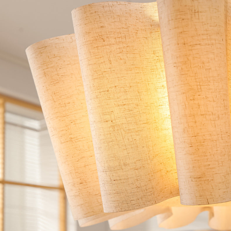 Contemporary Nordic Pleated Linen Iron 1-light Pendant Light for Bedroom BulbSquare