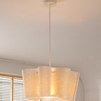 Contemporary Nordic Pleated Linen Iron 1-light Pendant Light for Bedroom BulbSquare