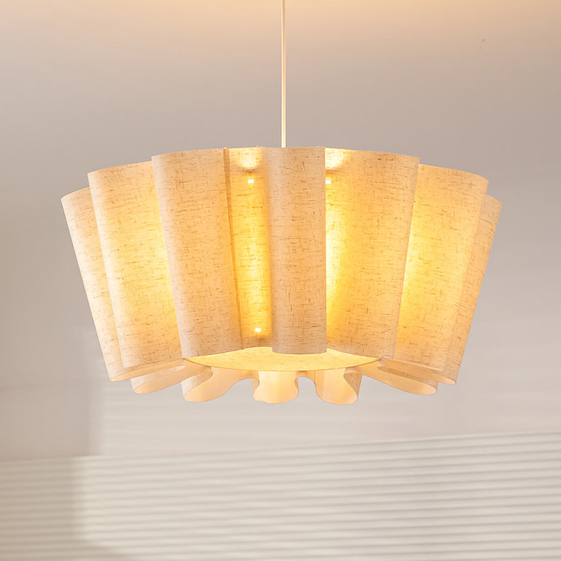 Contemporary Nordic Pleated Linen Iron 1-light Pendant Light for Bedroom BulbSquare
