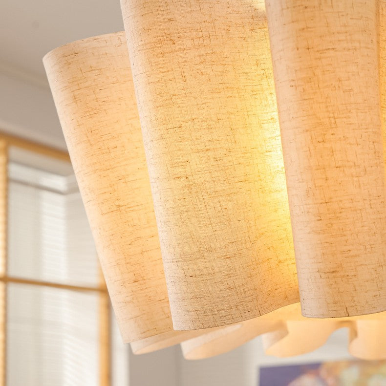 Contemporary Nordic Pleated Linen Iron 1-light Pendant Light for Bedroom BulbSquare