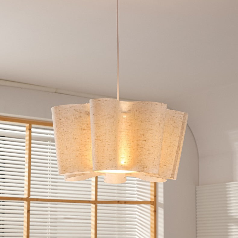 Contemporary Nordic Pleated Linen Iron 1-light Pendant Light for Bedroom BulbSquare