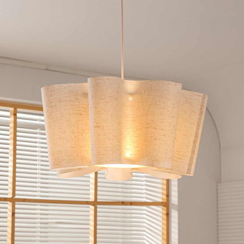Contemporary Nordic Pleated Linen Iron 1-light Pendant Light for Bedroom BulbSquare