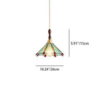 Traditional Tiffany Water Pattern Flower Small Beads Stained Glass Copper 1-Light Pendant Light For Bedroom