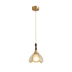 Traditional Tiffany Water Pattern Flower Small Beads Stained Glass Copper 1-Light Pendant Light For Bedroom