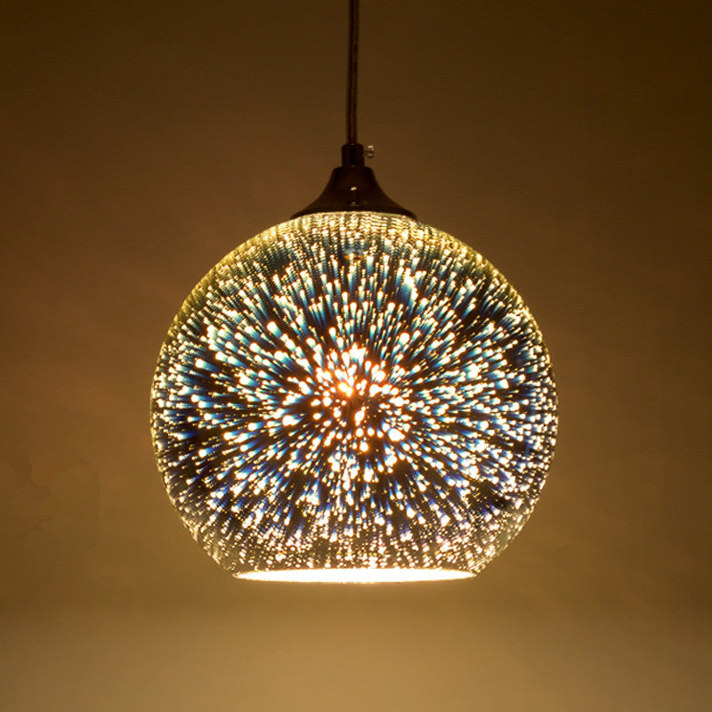 Modern Art Deco Disco 3d Firework Glass Ball Iron 1-light Pendant Light for Living Room BulbSquare