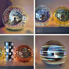 Modern Art Deco Disco 3d Firework Glass Ball Iron 1-light Pendant Light for Living Room BulbSquare