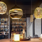 Modern Art Deco Disco 3d Firework Glass Ball Iron 1-light Pendant Light for Living Room BulbSquare