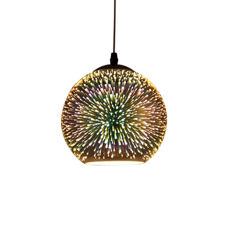 Modern Art Deco Disco 3d Firework Glass Ball Iron 1-light Pendant Light for Living Room BulbSquare