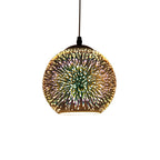 Modern Art Deco Disco 3d Firework Glass Ball Iron 1-light Pendant Light for Living Room BulbSquare