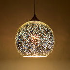 Modern Art Deco Disco 3d Firework Glass Ball Iron 1-light Pendant Light for Living Room BulbSquare