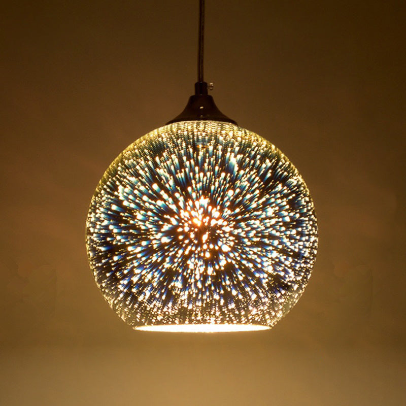 Modern Art Deco Disco 3d Firework Glass Ball Iron 1-light Pendant Light for Living Room BulbSquare