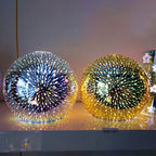 Modern Art Deco Disco 3d Firework Glass Ball Iron 1-light Pendant Light for Living Room BulbSquare