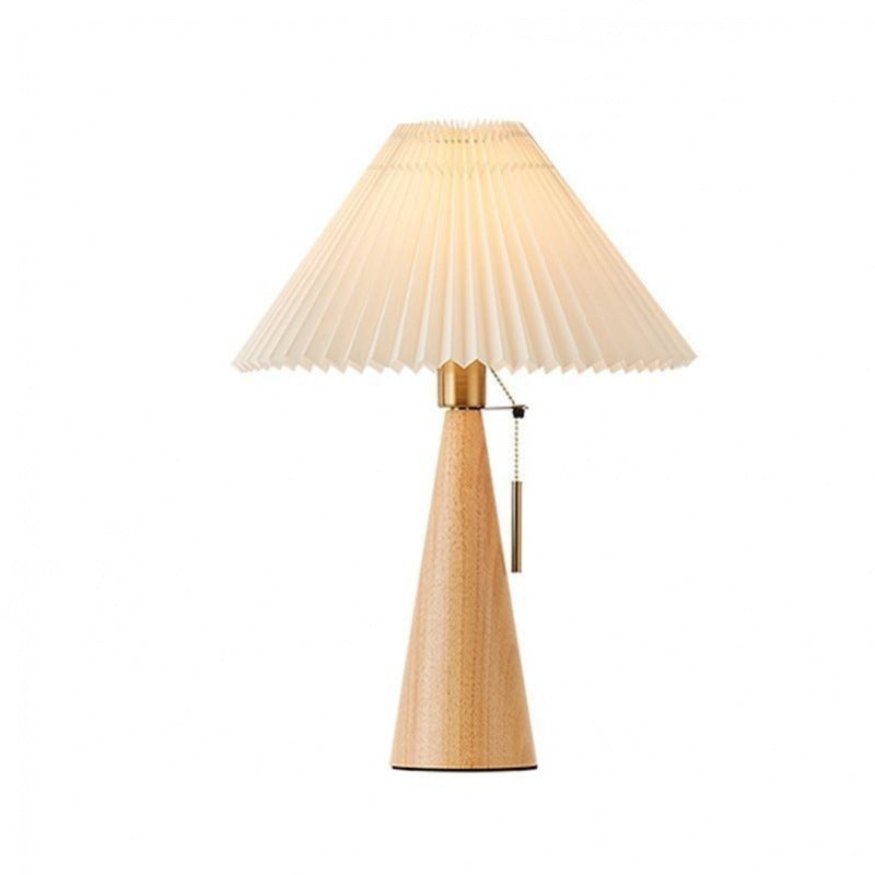 Contemporary Nordic Zipper Switch Pleated Drum Shape Fabric Iron 1-Light Table Lamp For Bedroom Lumendat
