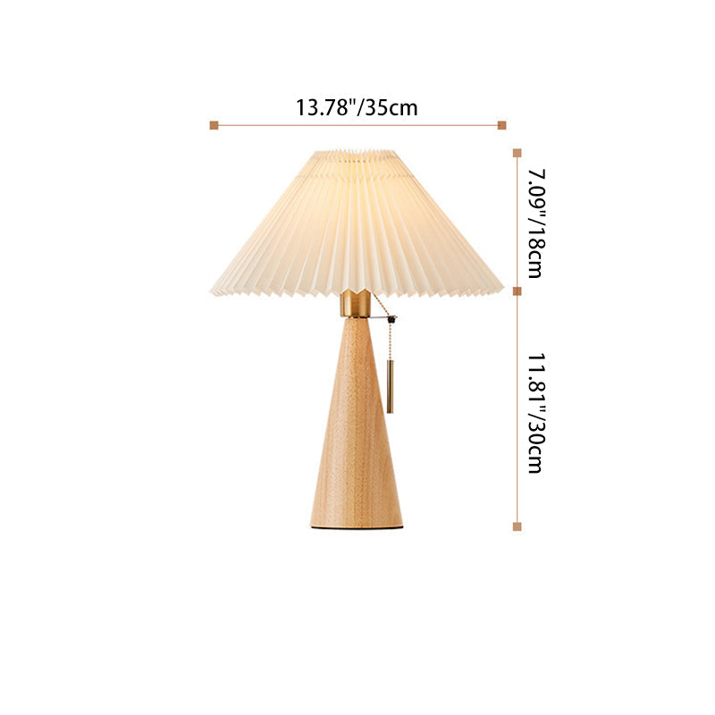 Contemporary Nordic Zipper Switch Pleated Drum Shape Fabric Iron 1-Light Table Lamp For Bedroom Lumendat