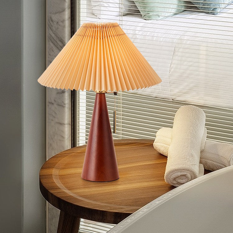 Contemporary Nordic Zipper Switch Pleated Drum Shape Fabric Iron 1-Light Table Lamp For Bedroom Lumendat