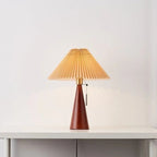 Contemporary Nordic Zipper Switch Pleated Drum Shape Fabric Iron 1-Light Table Lamp For Bedroom Lumendat