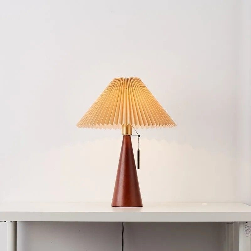Contemporary Nordic Zipper Switch Pleated Drum Shape Fabric Iron 1-Light Table Lamp For Bedroom Lumendat