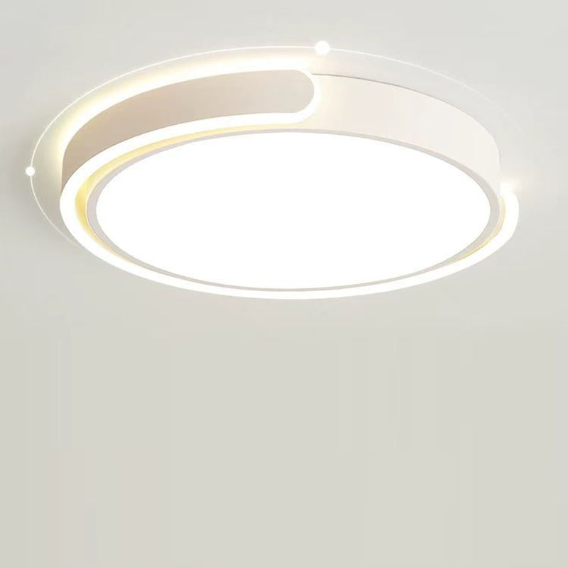 Modern Minimalist Geometric Round Iron Aluminum Acrylic LED Flush Mount Ceiling Light For Living Room