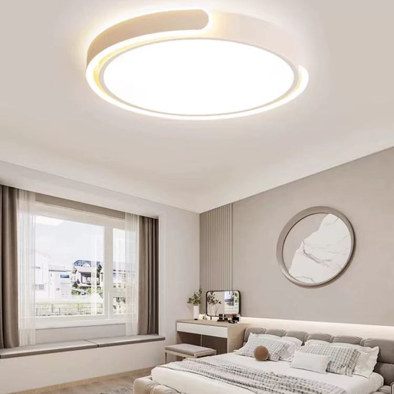 Modern Minimalist Geometric Round Iron Aluminum Acrylic LED Flush Mount Ceiling Light For Living Room