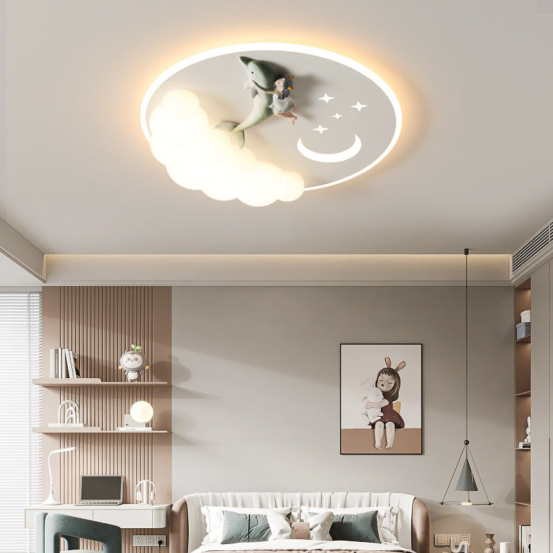 Lumendat Contemporary Creative Cartoon Kids Cloud Astronaut Mermaid Angel Iron Acrylic LED Flush Mount Ceiling Light For Bedroom Lumendat