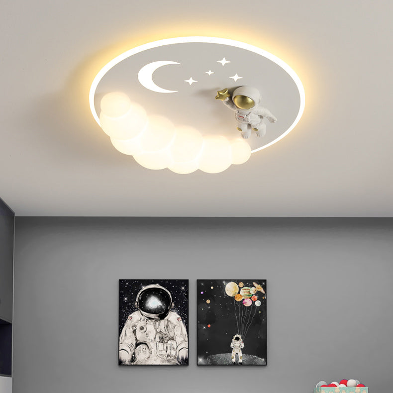 Lumendat Contemporary Creative Cartoon Kids Cloud Astronaut Mermaid Angel Iron Acrylic LED Flush Mount Ceiling Light For Bedroom Lumendat