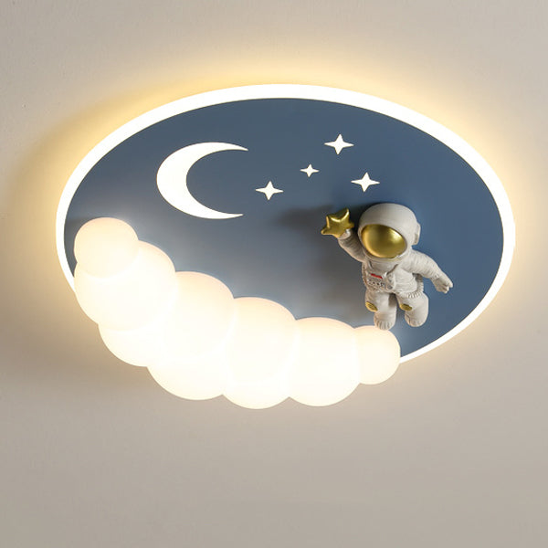 Lumendat Contemporary Creative Cartoon Kids Cloud Astronaut Mermaid Angel Iron Acrylic LED Flush Mount Ceiling Light For Bedroom Lumendat