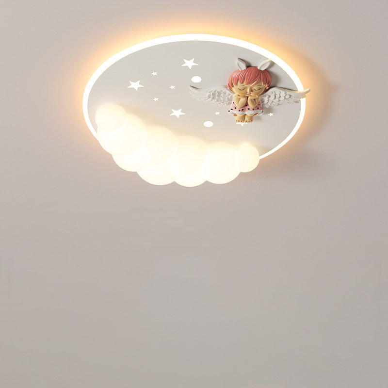 Lumendat Contemporary Creative Cartoon Kids Cloud Astronaut Mermaid Angel Iron Acrylic LED Flush Mount Ceiling Light For Bedroom Lumendat